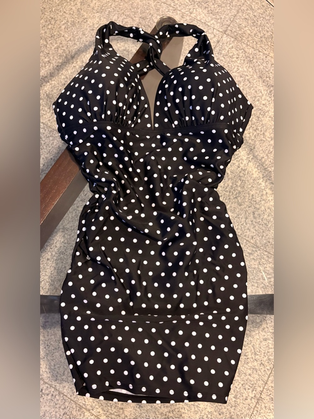 Ralph Lauren Black and White Polka Dot One-Piece Swimsuit